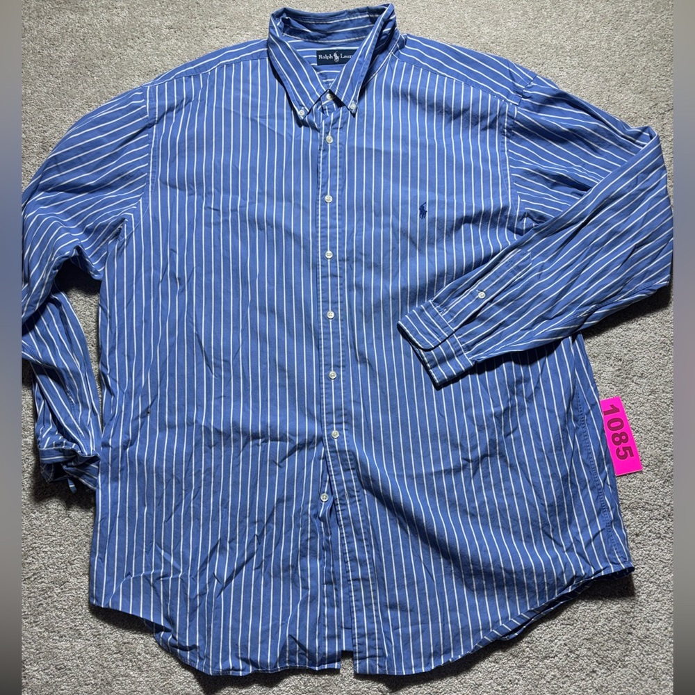 Ralph Lauren blue and white stripe long sleeve shirt men’s sz 2XLT